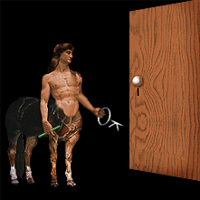 Chiron the Centaur unlocking a door